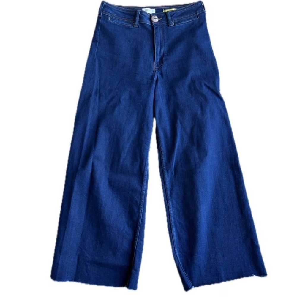 Anthropologie Maeve Ettie high-rise, Frayed hem Wide-Leg Cropped eans Size 30